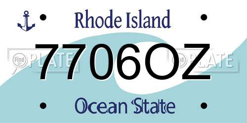 7706OZ Rhode Island License Plate