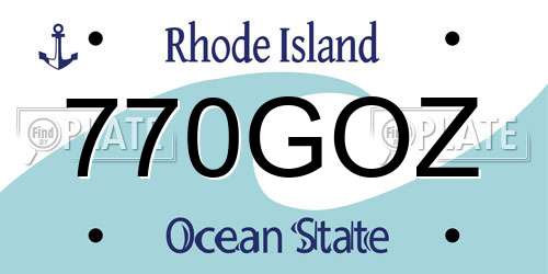 770GOZ Rhode Island License Plate