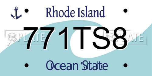 771TS8 Rhode Island License Plate