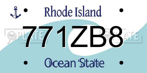 771ZB8 Rhode Island License Plate