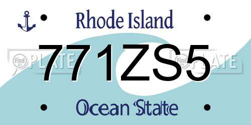 771ZS5 Rhode Island License Plate