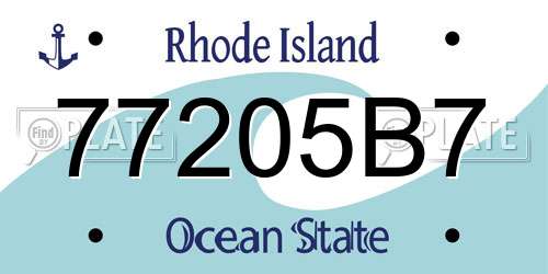 77205B7 Rhode Island License Plate