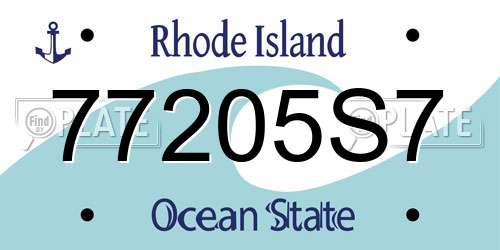 77205S7 Rhode Island License Plate