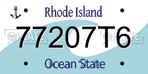 77207T6 Rhode Island License Plate