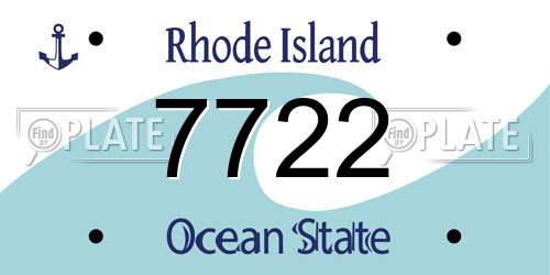 7722 Rhode Island License Plate