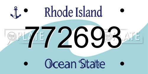772693 Rhode Island License Plate