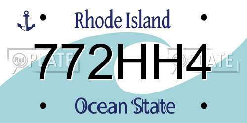 772HH4 Rhode Island License Plate