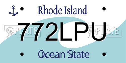 772LPU Rhode Island License Plate