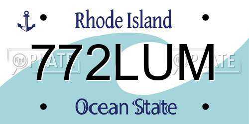 772LUM Rhode Island License Plate