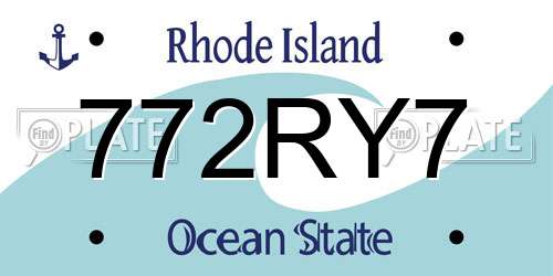 772RY7 Rhode Island License Plate
