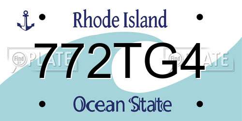 772TG4 Rhode Island License Plate