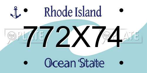 772X74 Rhode Island License Plate