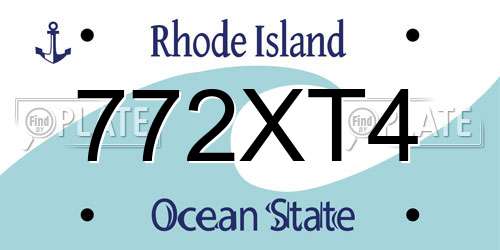 772XT4 Rhode Island License Plate
