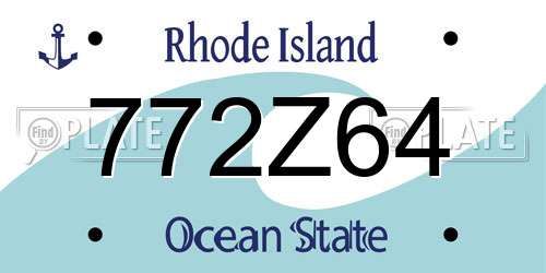772Z64 Rhode Island License Plate