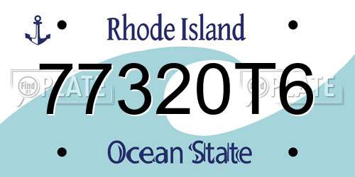 77320T6 Rhode Island License Plate
