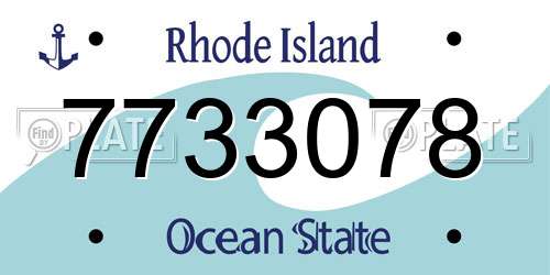 7733078 Rhode Island License Plate
