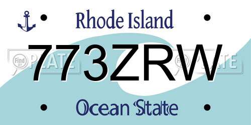 773ZRW Rhode Island License Plate