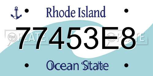 77453E8 Rhode Island License Plate