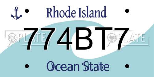 774BT7 Rhode Island License Plate