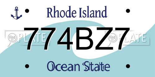 774BZ7 Rhode Island License Plate
