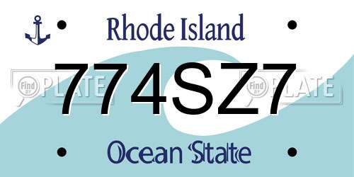 774SZ7 Rhode Island License Plate