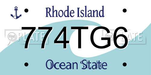 774TG6 Rhode Island License Plate