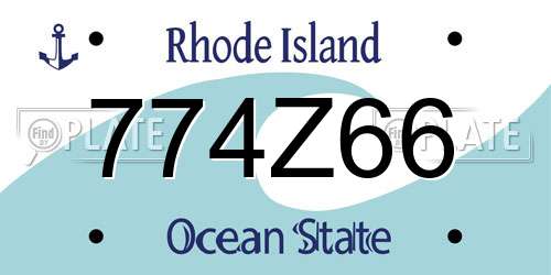 774Z66 Rhode Island License Plate