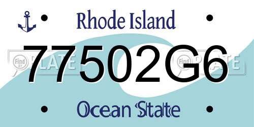 77502G6 Rhode Island License Plate
