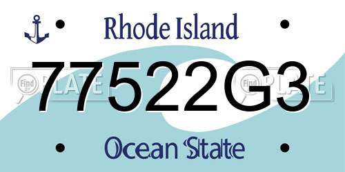 77522G3 Rhode Island License Plate