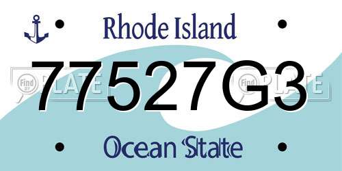 77527G3 Rhode Island License Plate