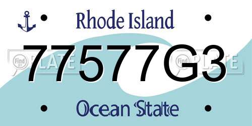 77577G3 Rhode Island License Plate