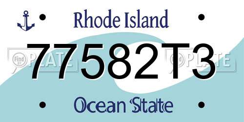77582T3 Rhode Island License Plate