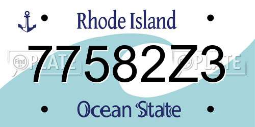 77582Z3 Rhode Island License Plate