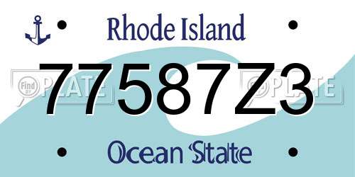 77587Z3 Rhode Island License Plate
