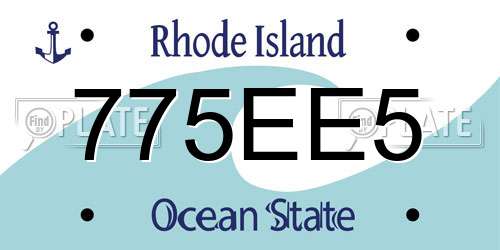 775EE5 Rhode Island License Plate