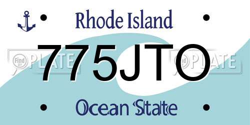 775JTO Rhode Island License Plate