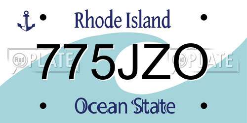775JZO Rhode Island License Plate