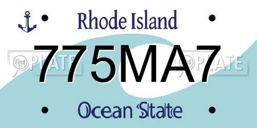 775MA7 Rhode Island License Plate