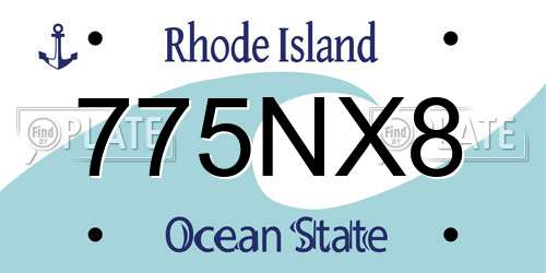 775NX8 Rhode Island License Plate