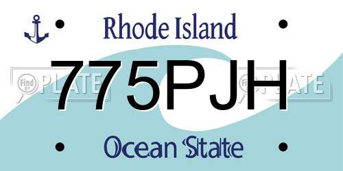 775PJH Rhode Island License Plate