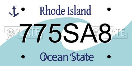 775SA8 Rhode Island License Plate
