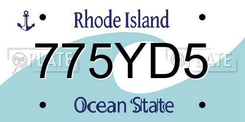 775YD5 Rhode Island License Plate