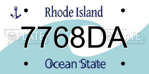 7768DA Rhode Island License Plate