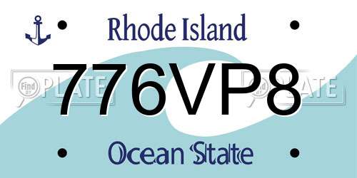 776VP8 Rhode Island License Plate