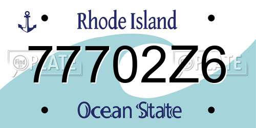77702Z6 Rhode Island License Plate