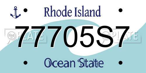 77705S7 Rhode Island License Plate