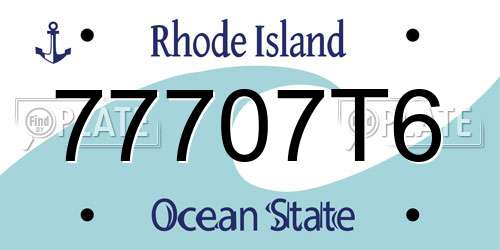 77707T6 Rhode Island License Plate