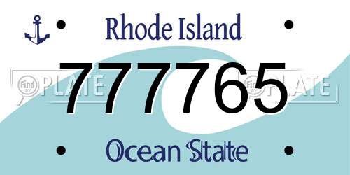 777765 Rhode Island License Plate