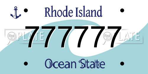 777777 Rhode Island License Plate
