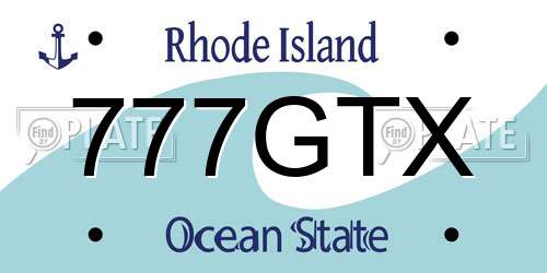 777GTX Rhode Island License Plate